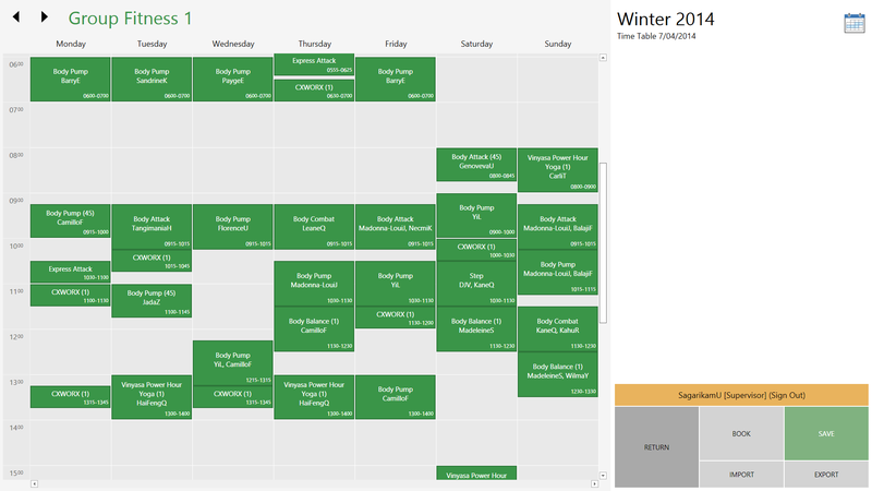 Groups Timetable Screen